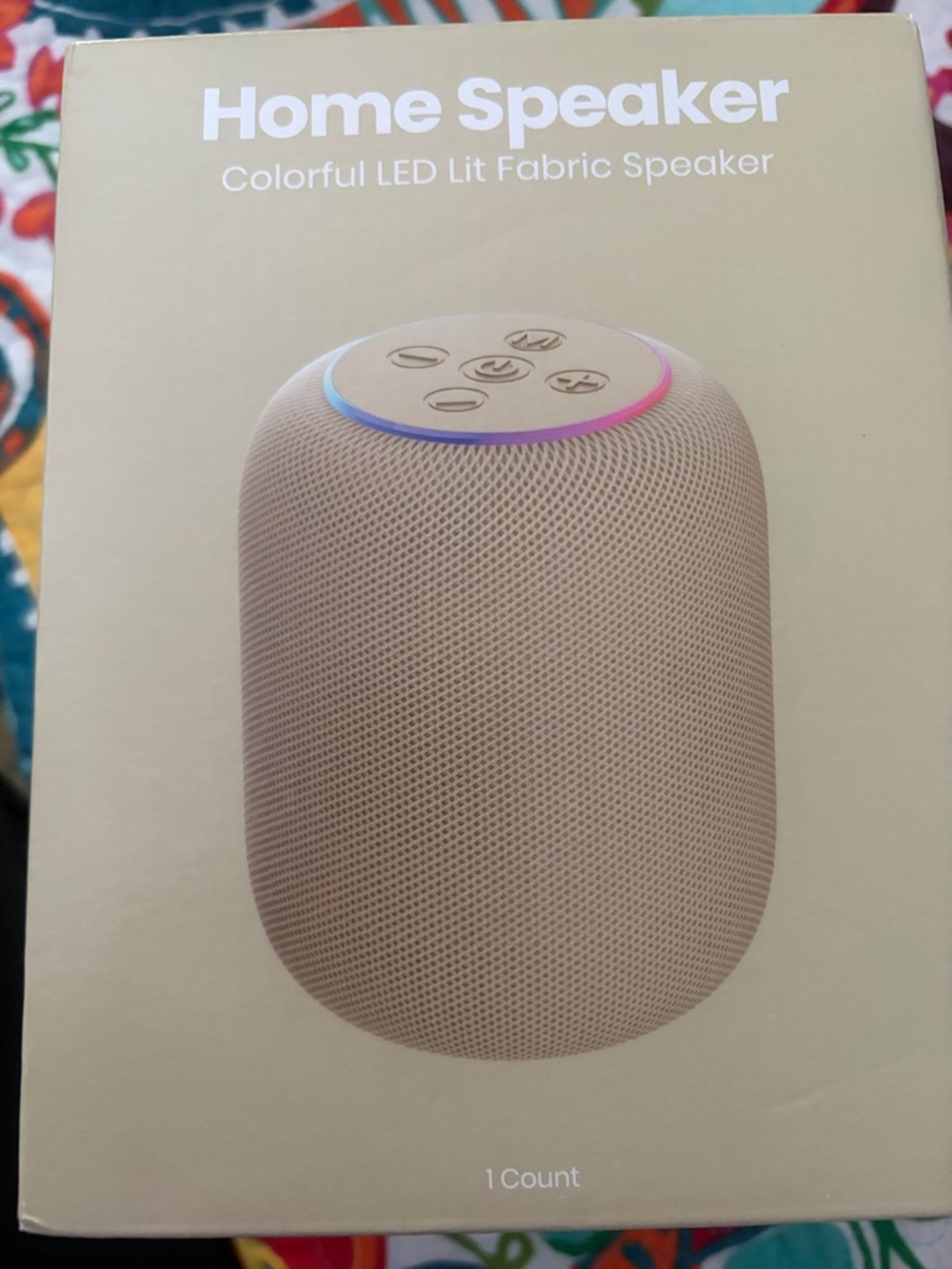 Home Speaker Colorful LED Fabric Bluetooth Speaker - Beige